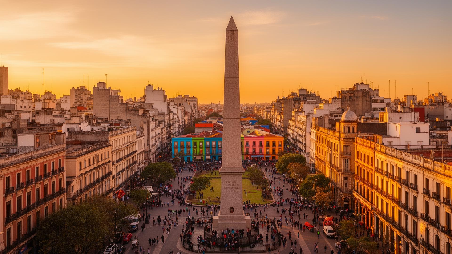Buenos Aires cityscape at golden hour